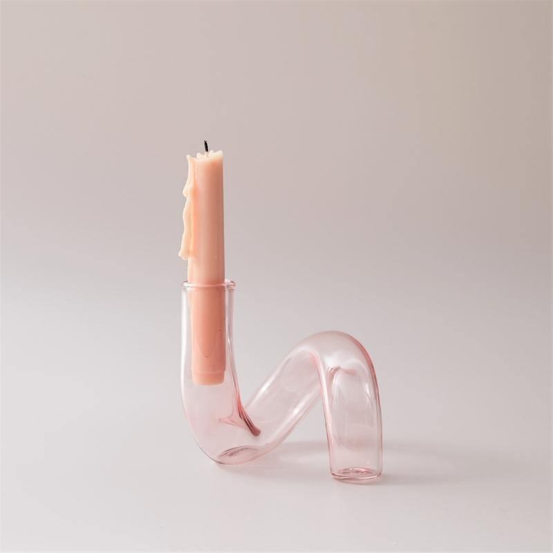 Pink Glass Taper Candle Holder & Vase Collection