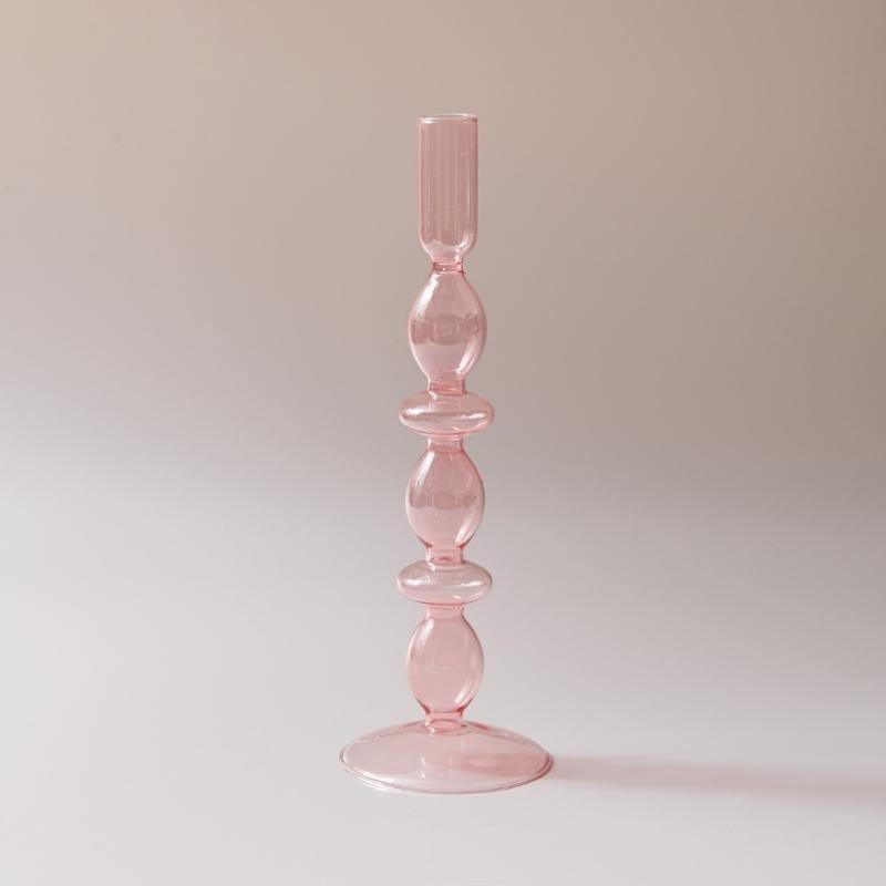 Pink Glass Taper Candle Holder & Vase Collection