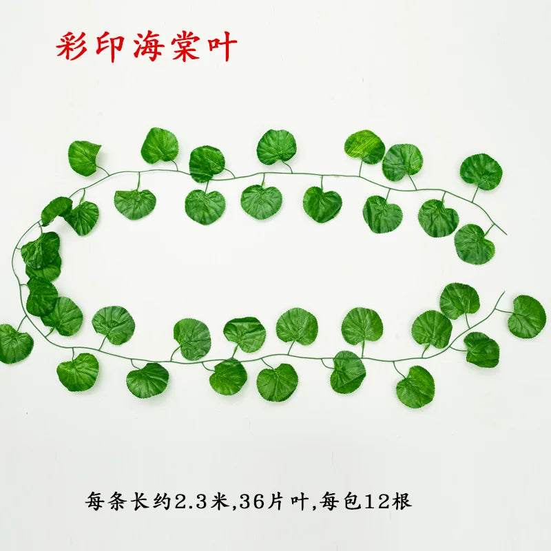 36pcs Leaf 1 Piece 2.3M Home Decor Artificial Ivy Leaf Garland Plants Vine Fake Foliage Flowers Creeper Green Ivy Wreath