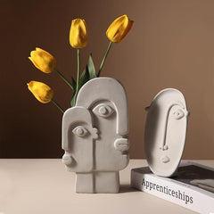 Abstract Face Ceramic Vase